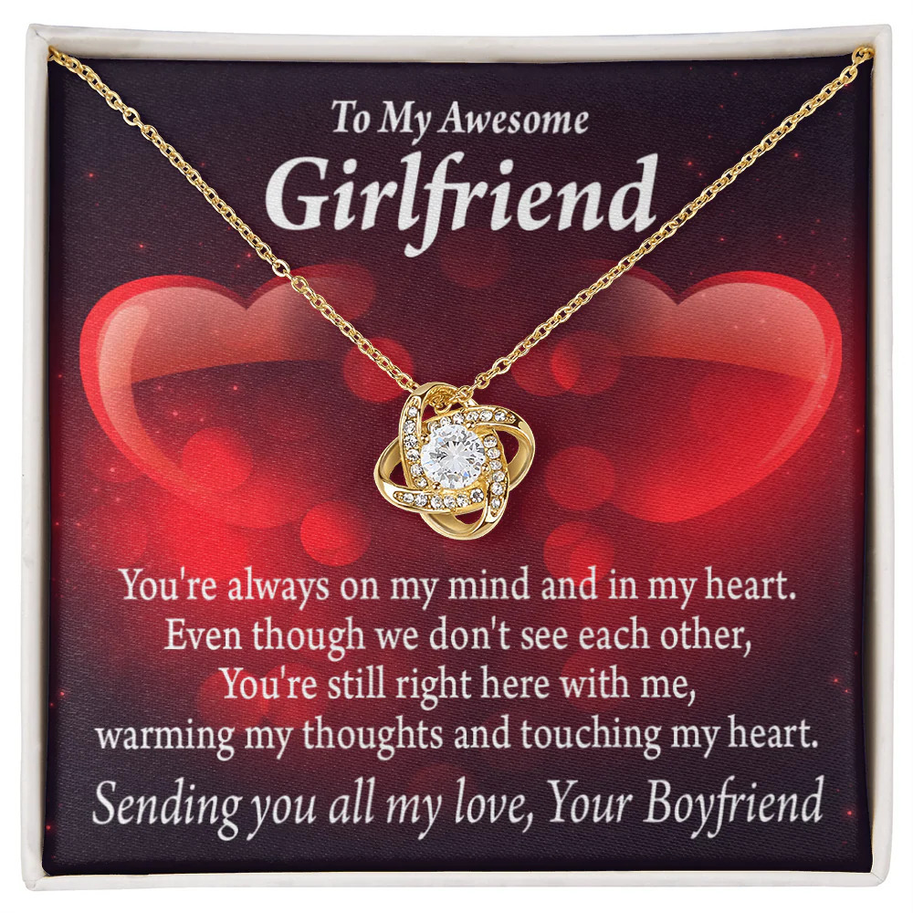Girlfriend You Warm Infinity Knot Cz Necklace Gold Tone Standard Box